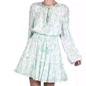 House of Harlow 1960 Green Paisley Mini Dress Sz S